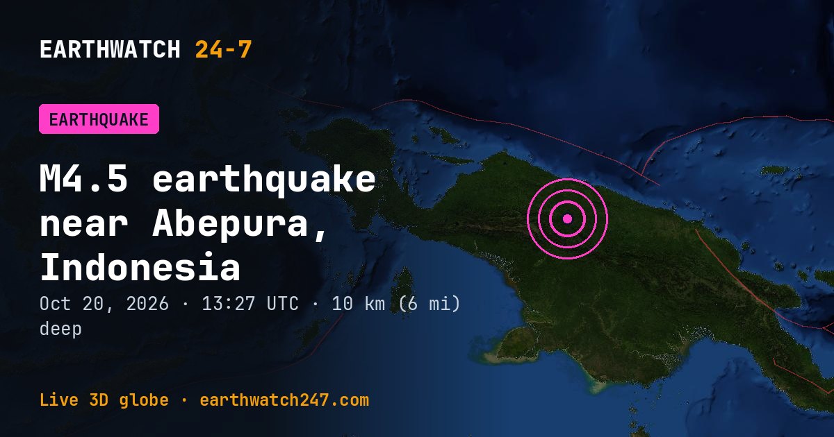 Map: the earthquake near Abepura, Indonesia, with plate boundaries