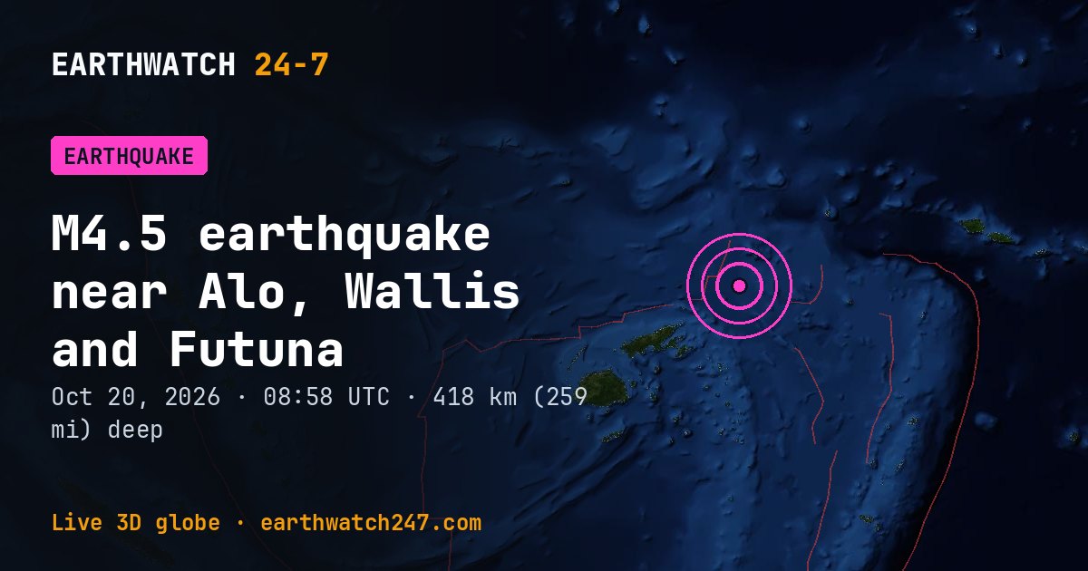 Map: the earthquake near Alo, Wallis and Futuna, with plate boundaries