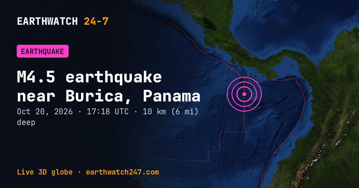 Map: the earthquake near Burica, Panama, with plate boundaries