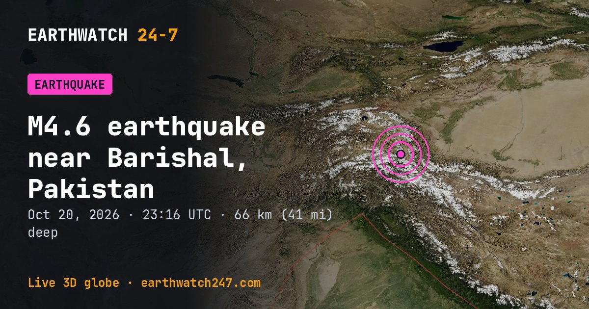Map: the earthquake near Barishal, Pakistan, with plate boundaries
