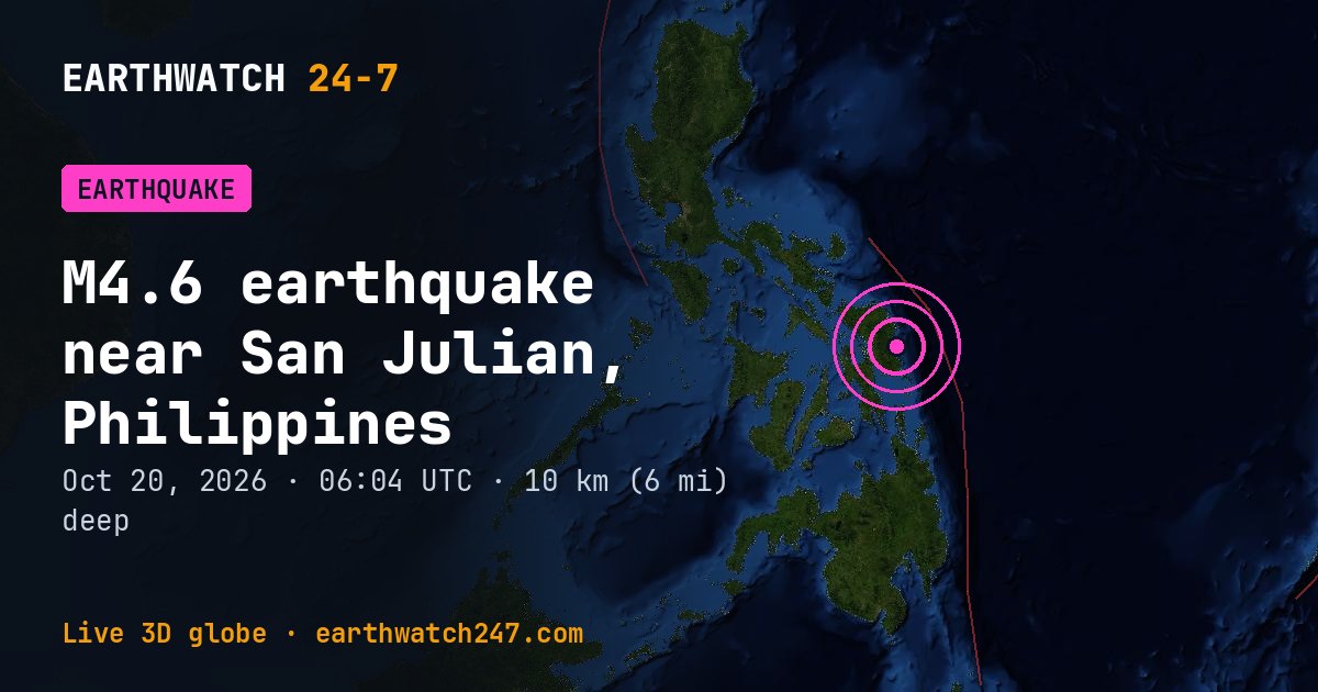 Map: the earthquake near San Julian, Philippines, with plate boundaries