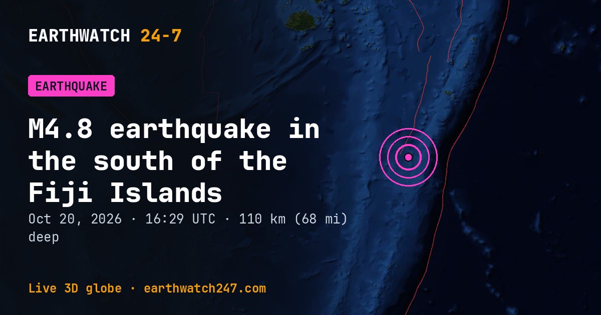 Map: the earthquake in the south of the Fiji Islands, with plate boundaries