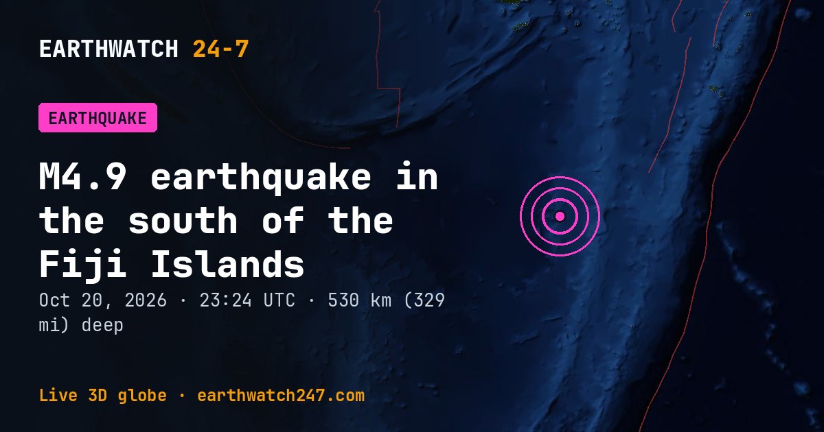 Map: the earthquake in the south of the Fiji Islands, with plate boundaries