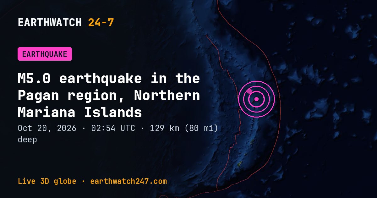 Map: the earthquake in the Pagan region, Northern Mariana Islands, with plate boundaries