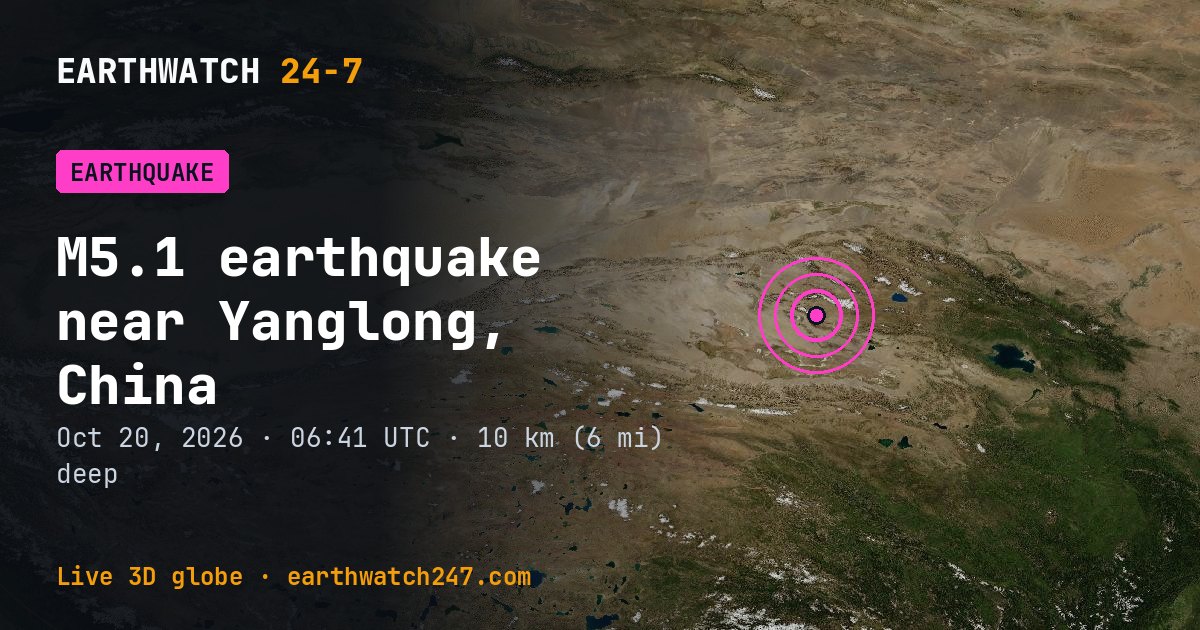 Map: the earthquake near Yanglong, China, with plate boundaries