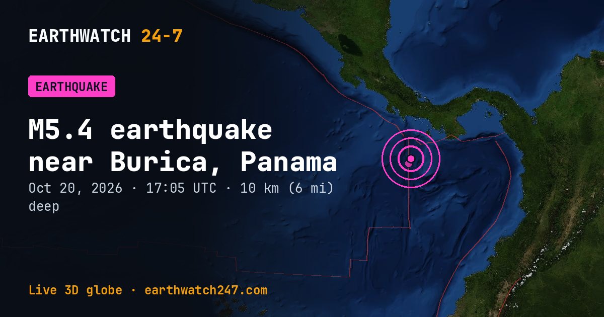 Map: the earthquake near Burica, Panama, with plate boundaries