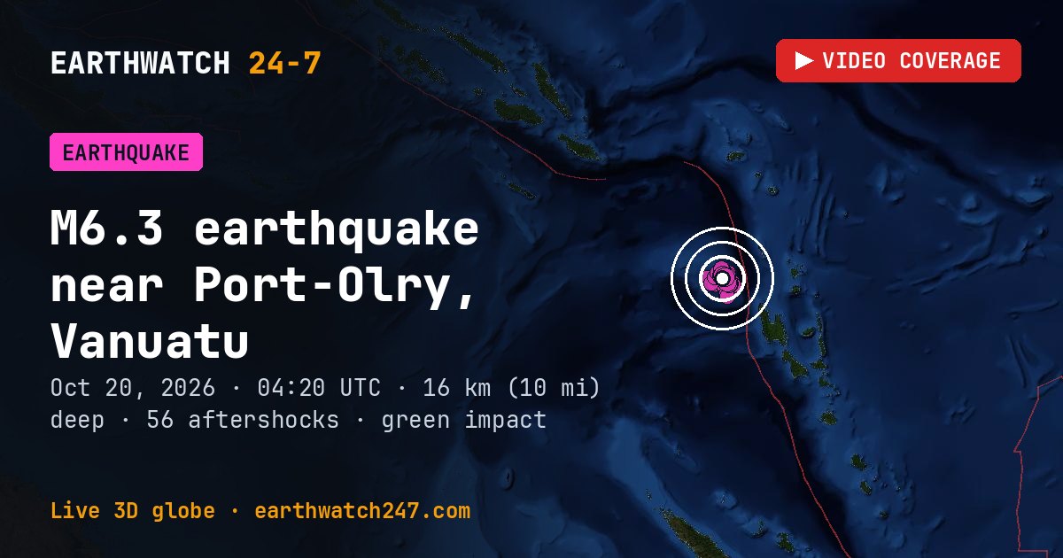 Map: the earthquake near Port-Olry, Vanuatu, with plate boundaries