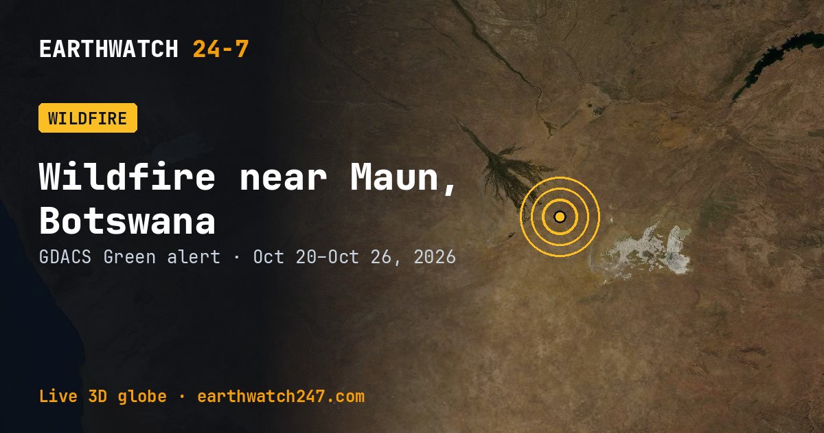 Map: Wildfire near Maun, Botswana