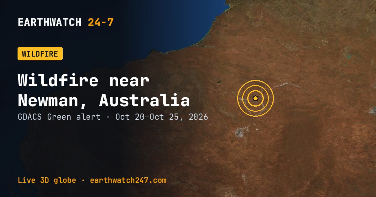 Map: Wildfire near Newman, Australia