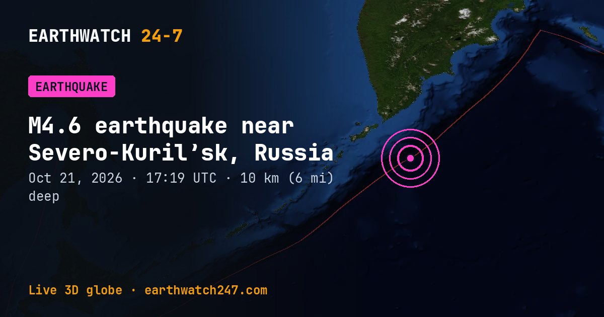 Map: the earthquake near Severo-Kuril’sk, Russia, with plate boundaries