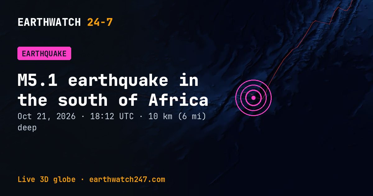 Map: the earthquake in the south of Africa, with plate boundaries
