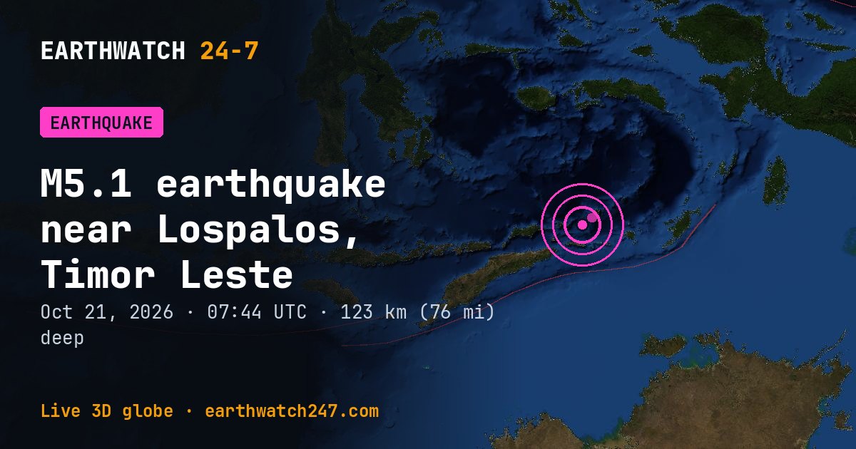 Map: the earthquake near Lospalos, Timor Leste, with plate boundaries