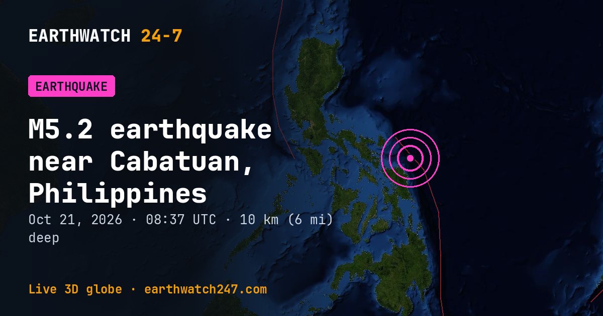 Map: the earthquake near Cabatuan, Philippines, with plate boundaries