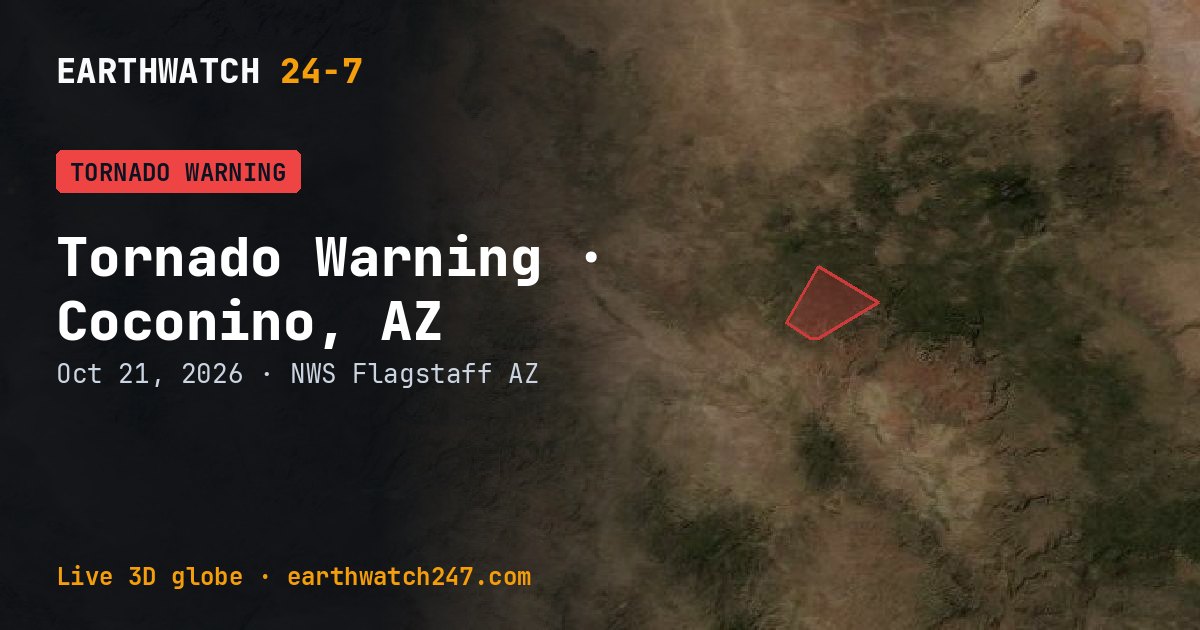 Map: Tornado Warning: Coconino, AZ