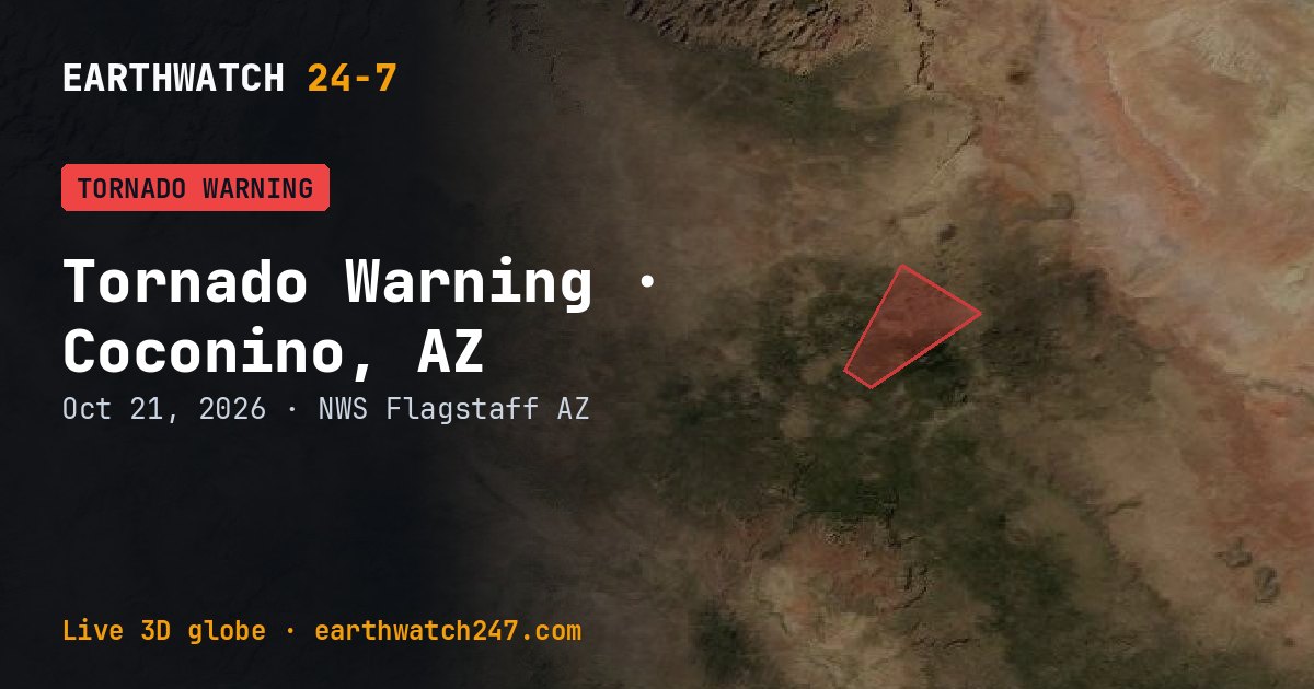 Map: Tornado Warning: Coconino, AZ