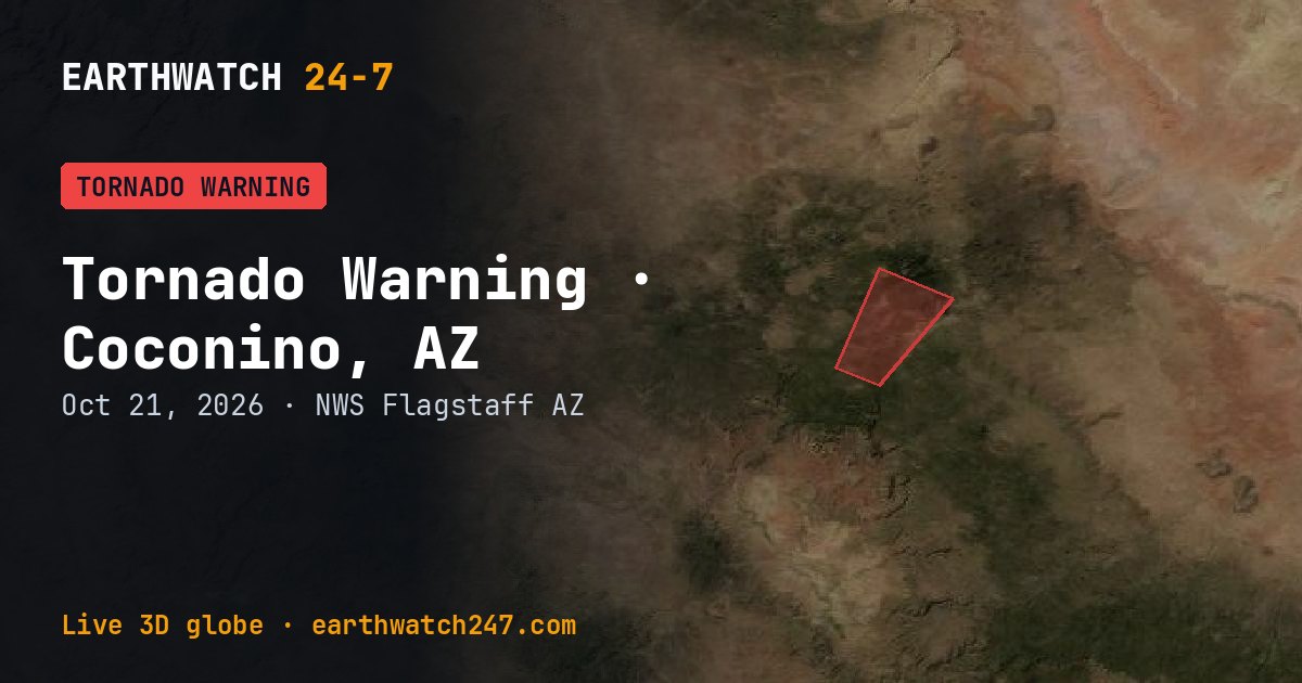 Map: Tornado Warning: Coconino, AZ