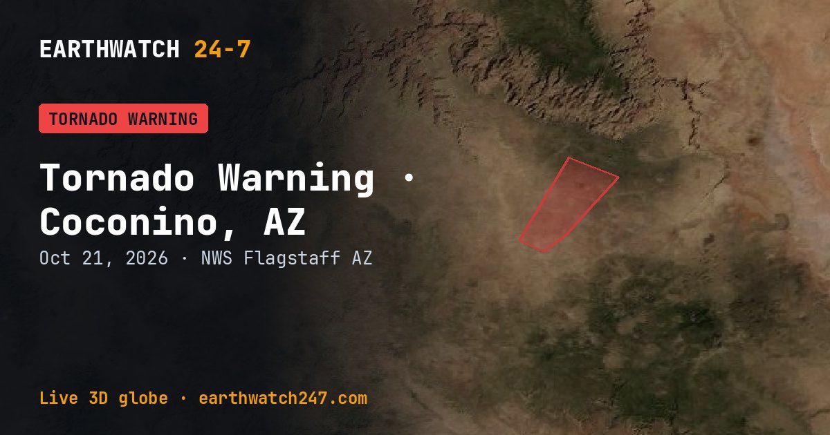 Map: Tornado Warning: Coconino, AZ