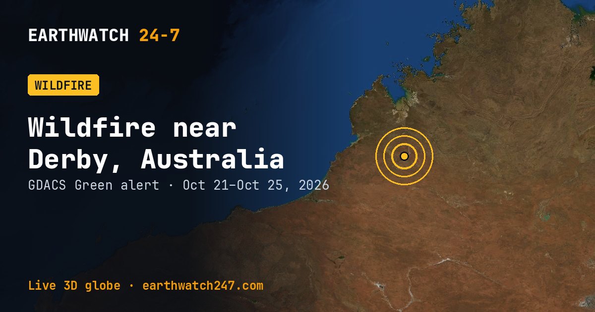 Map: Wildfire near Derby, Australia