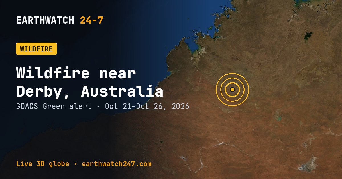 Map: Wildfire near Derby, Australia