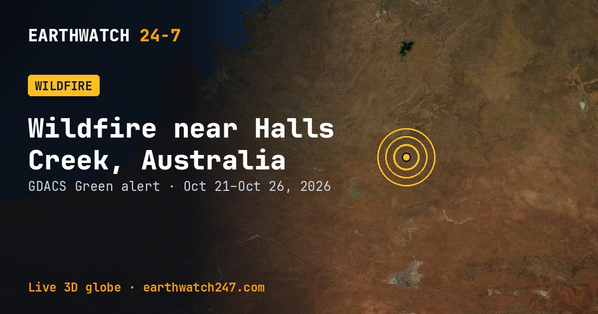 Map: Wildfire near Halls Creek, Australia