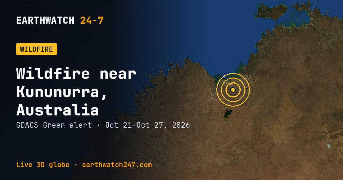 Map: Wildfire near Kununurra, Australia