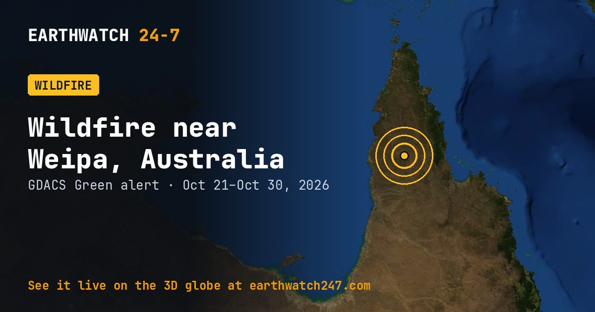 Map: Wildfire near Weipa, Australia