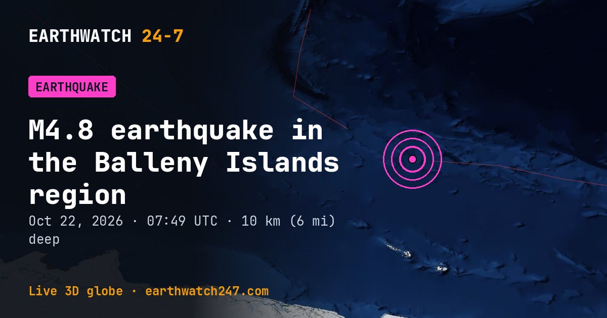 Map: the earthquake in the Balleny Islands region, with plate boundaries