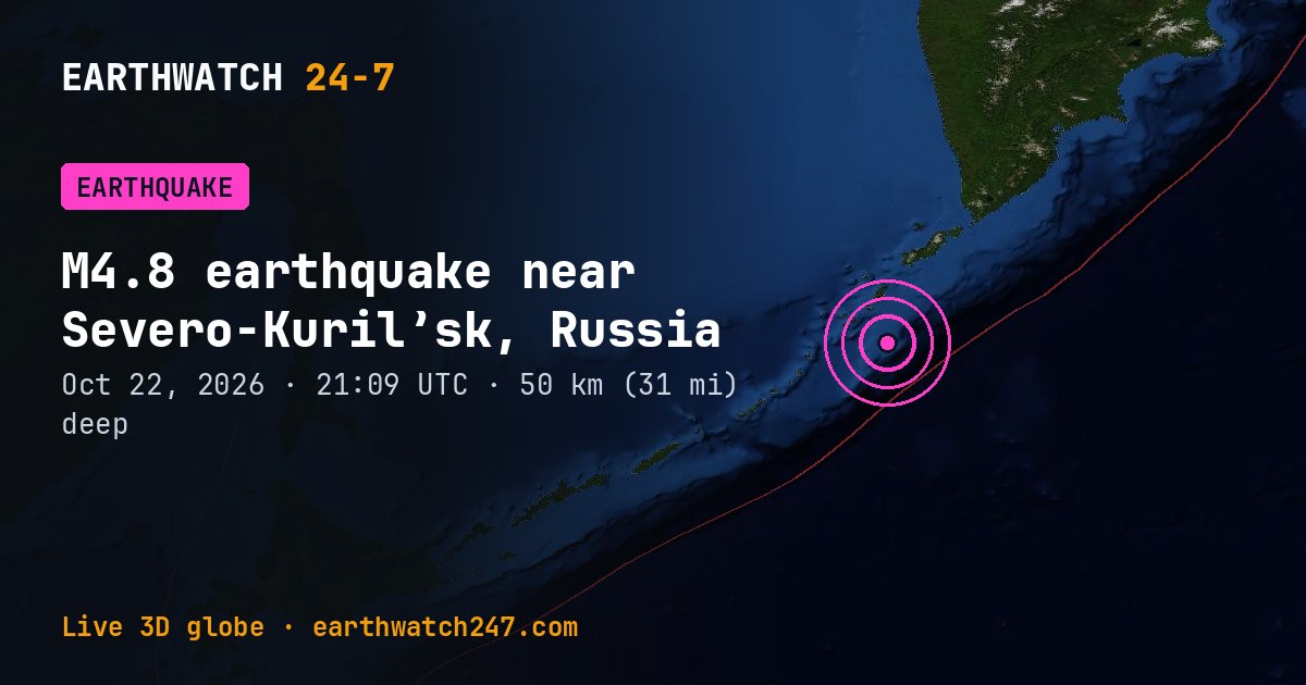 Map: the earthquake near Severo-Kuril’sk, Russia, with plate boundaries