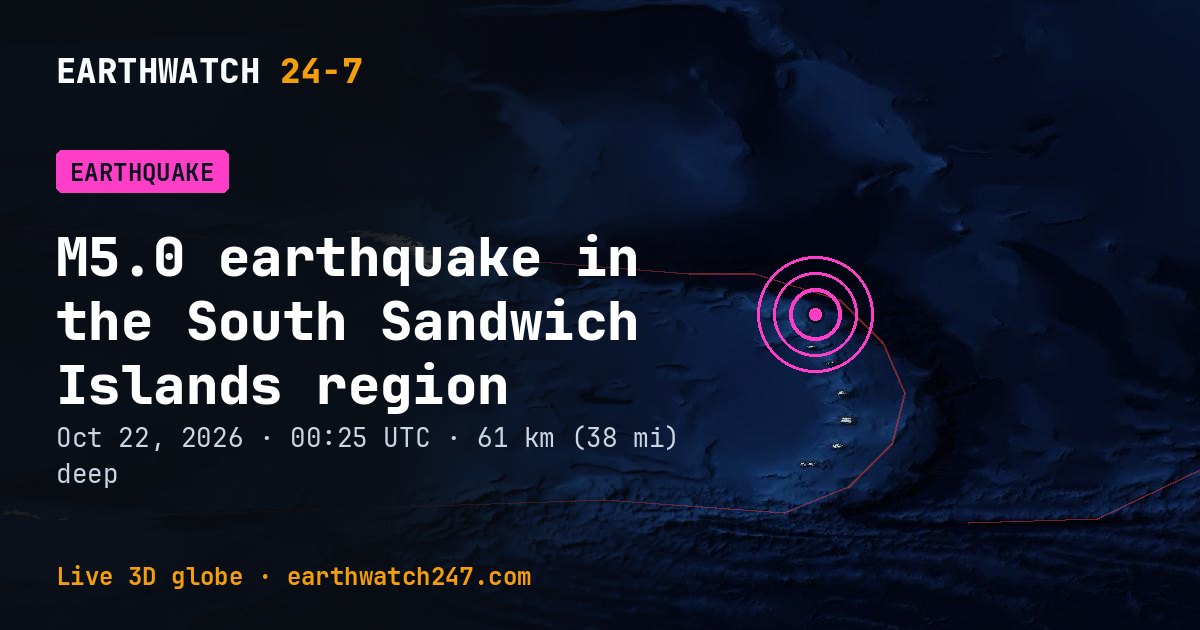 Map: the earthquake in the South Sandwich Islands region, with plate boundaries