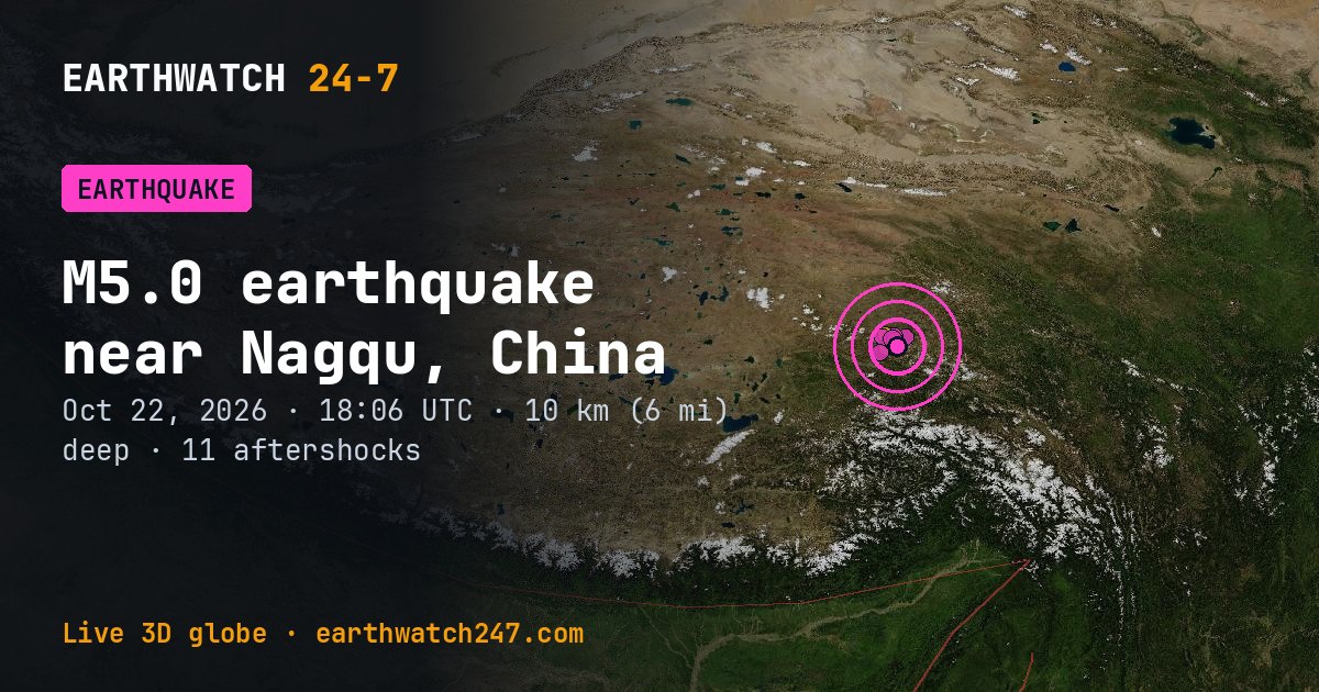 Map: the earthquake near Nagqu, China, with plate boundaries
