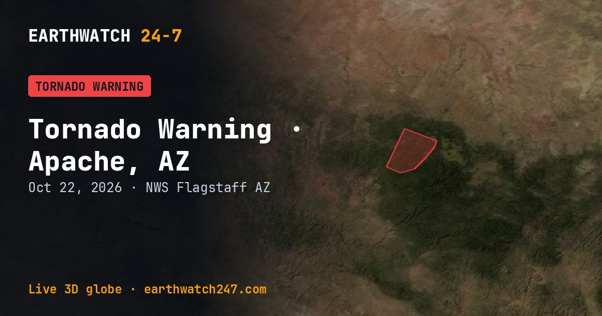 Map: Tornado Warning: Apache, AZ and Navajo, AZ