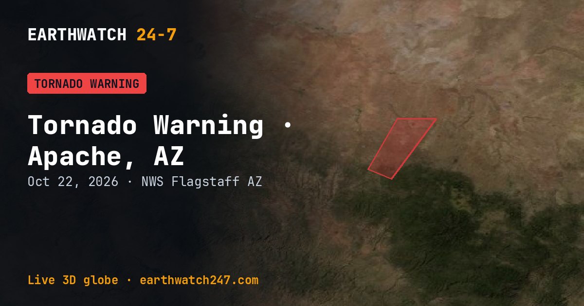 Map: Tornado Warning: Apache, AZ and Navajo, AZ