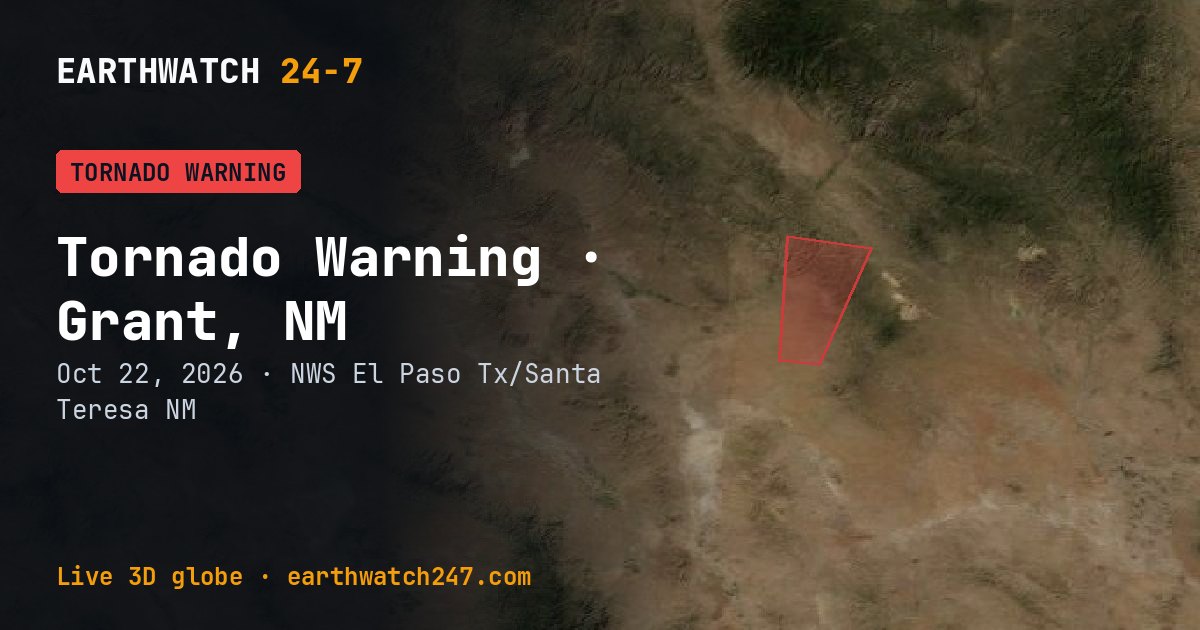 Map: Tornado Warning: Grant, NM and Hidalgo, NM