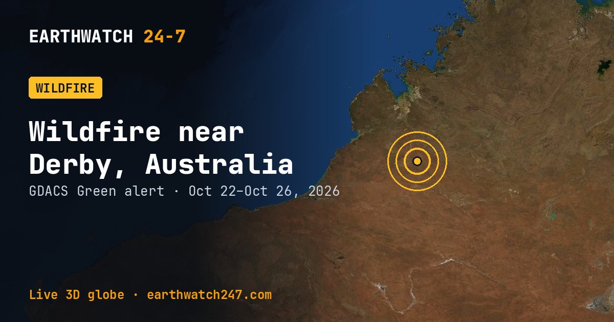 Map: Wildfire near Derby, Australia