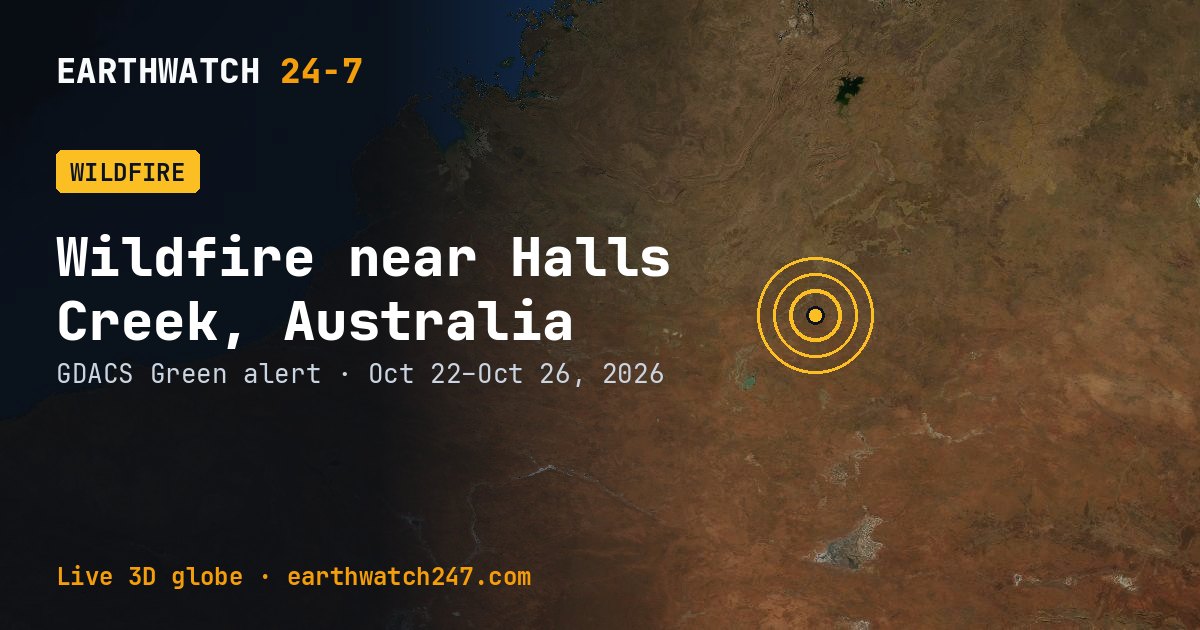 Map: Wildfire near Halls Creek, Australia
