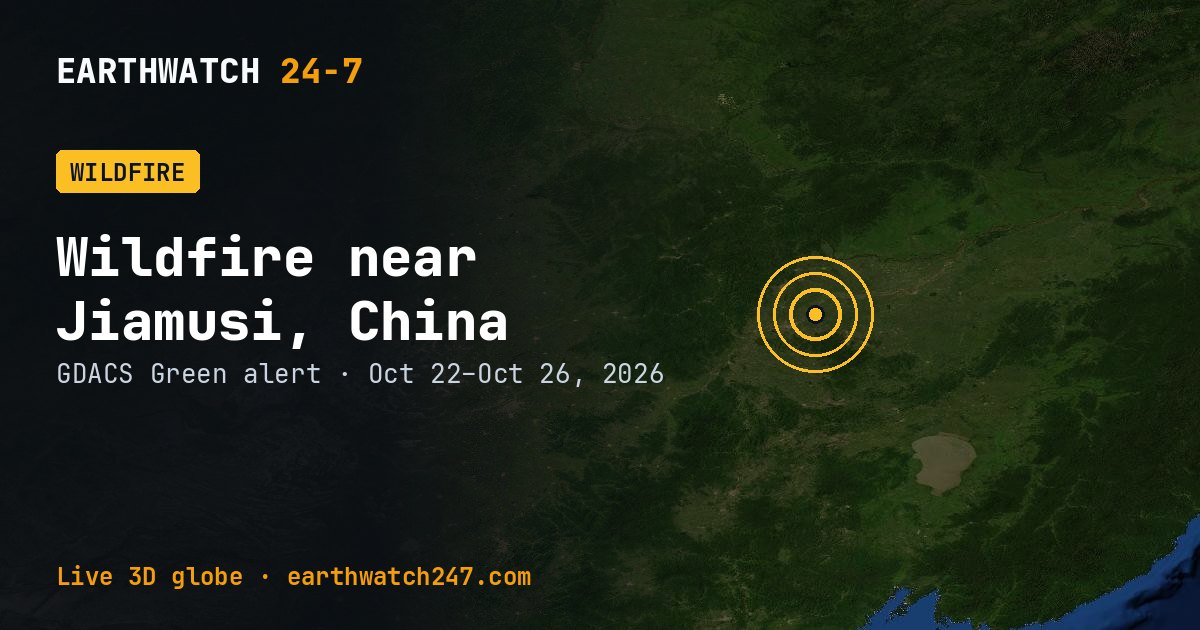 Map: Wildfire near Jiamusi, China