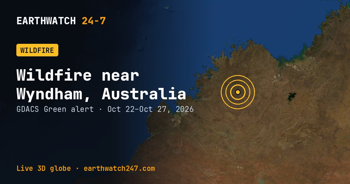 Map: Wildfire near Wyndham, Australia