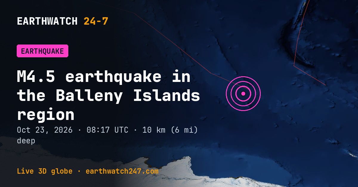 Map: the earthquake in the Balleny Islands region, with plate boundaries