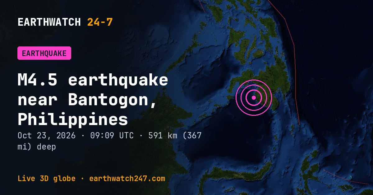 Map: the earthquake near Bantogon, Philippines, with plate boundaries