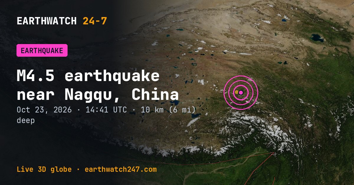 Map: the earthquake near Nagqu, China, with plate boundaries