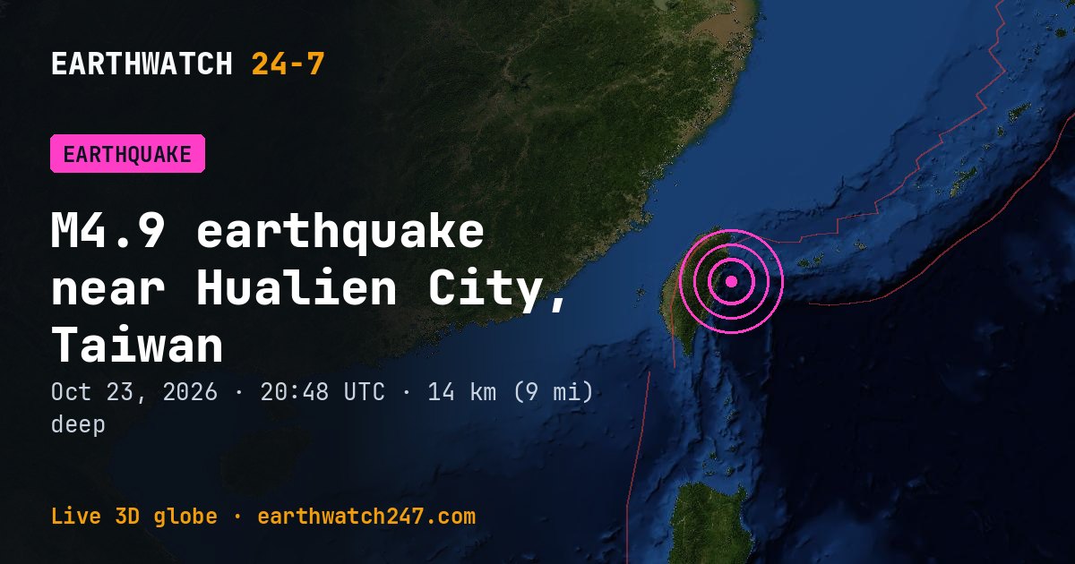 Map: the earthquake near Hualien City, Taiwan, with plate boundaries