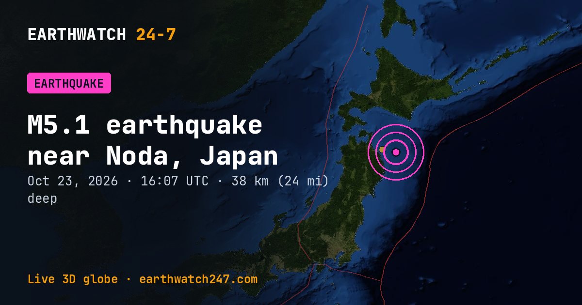 Map: the earthquake near Noda, Japan, with plate boundaries