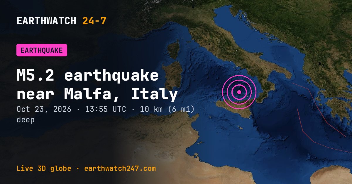 Map: the earthquake near Malfa, Italy, with plate boundaries