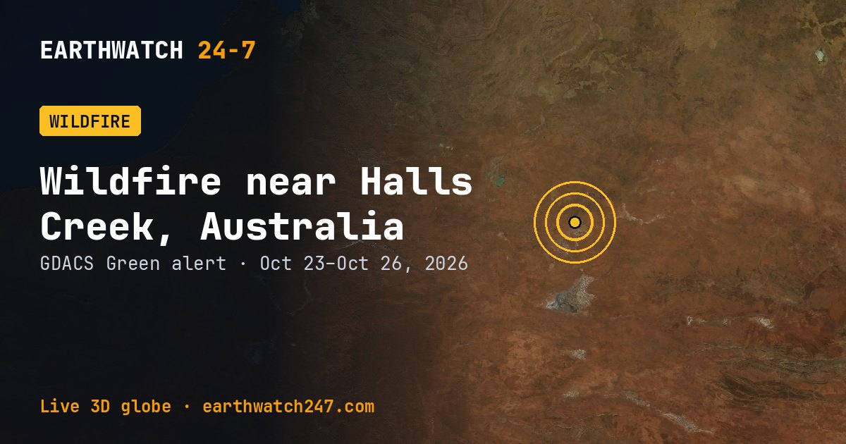 Map: Wildfire near Halls Creek, Australia