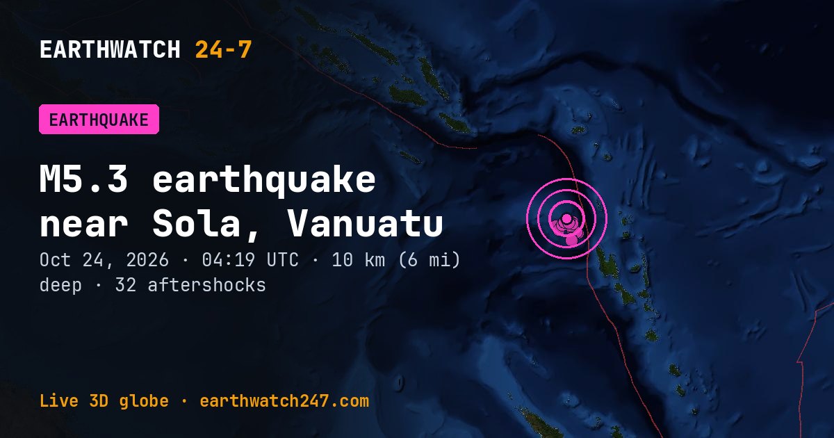 Map: the earthquake near Sola, Vanuatu, with plate boundaries