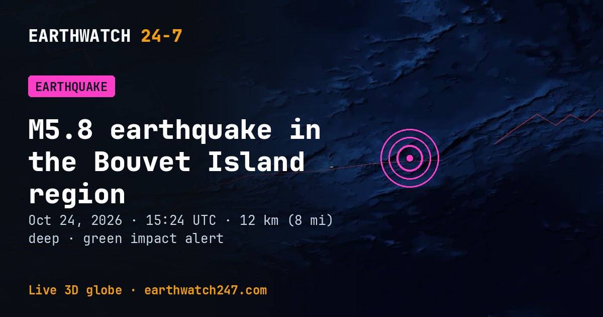 Map: the earthquake in the Bouvet Island region, with plate boundaries