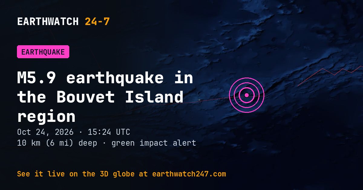 Map: the earthquake in the Bouvet Island region, with plate boundaries