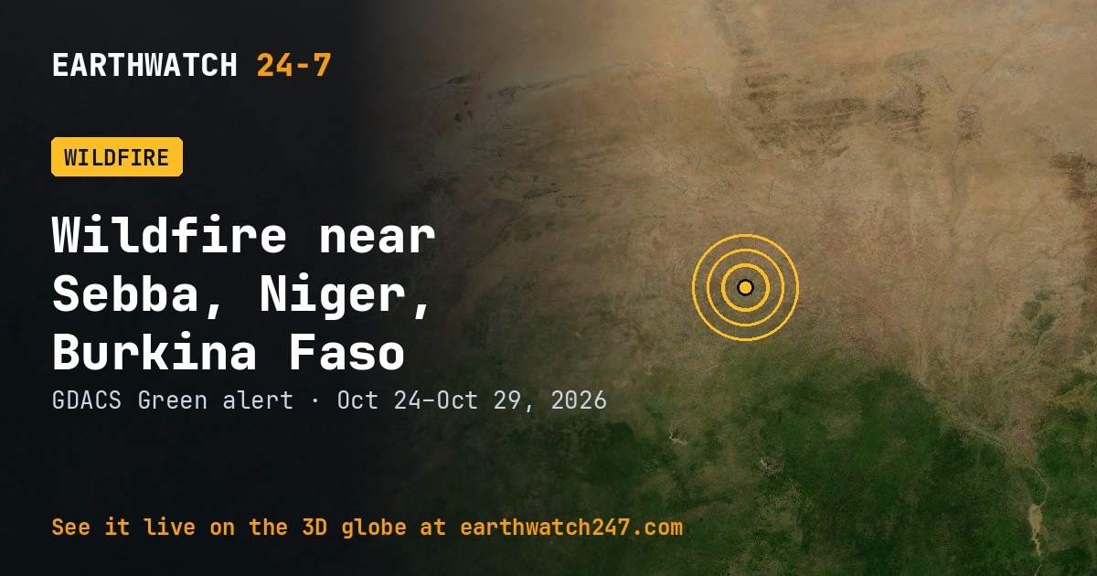 Map: Wildfire near Sebba, Niger, Burkina Faso