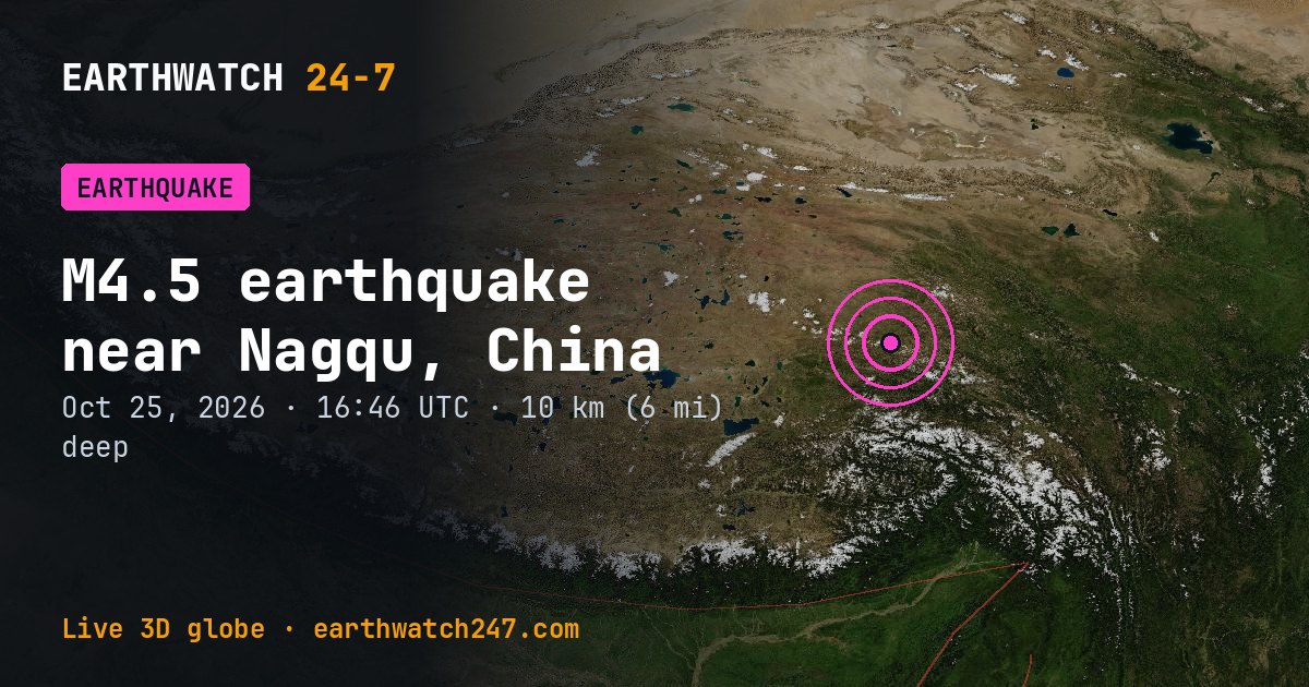 Map: the earthquake near Nagqu, China, with plate boundaries