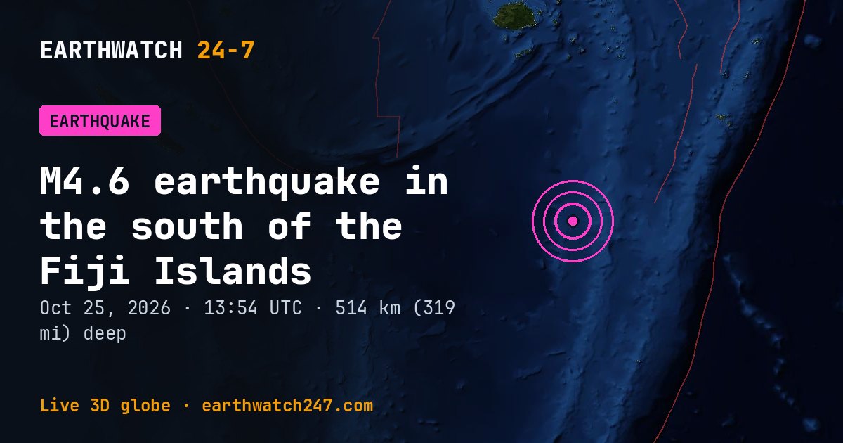 Map: the earthquake in the south of the Fiji Islands, with plate boundaries